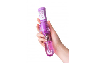 Фиолетовый вибратор High-Tech fantasy с бабочкой для клитора - 22,4 см.