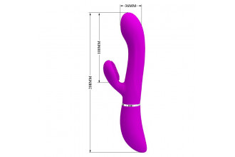 Лиловый вибратор-кролик с подвижной клиторальной щеточкой Clitoris Vibrator - 20,8 см.