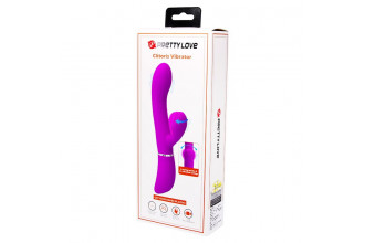 Лиловый вибратор-кролик с подвижной клиторальной щеточкой Clitoris Vibrator - 20,8 см.