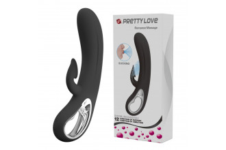 Черный вибратор-кролик Romance Massage - 24 см.