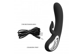 Черный вибратор-кролик Romance Massage - 24 см.