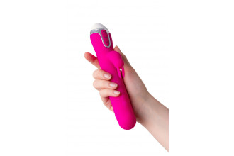 Розовый вибратор с клиторальным стимулятором Balle - 23 см.