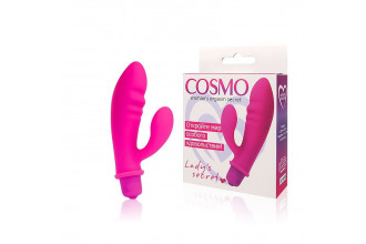 Розовый вибромассажер Cosmo с отростком - 8,5 см.