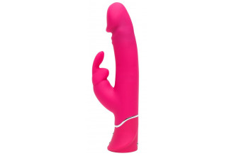 Розовый вибратор-кролик Realistic Dual Density Rechargeable Rabbit Vibrator - 25,5 см.
