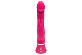 Розовый вибратор-кролик Realistic Dual Density Rechargeable Rabbit Vibrator - 25,5 см.