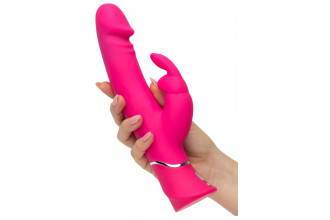 Розовый вибратор-кролик Realistic Dual Density Rechargeable Rabbit Vibrator - 25,5 см.