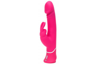 Розовый вибратор-кролик Realistic Dual Density Rechargeable Rabbit Vibrator - 25,5 см.