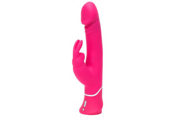 Розовый вибратор-кролик Realistic Dual Density Rechargeable Rabbit Vibrator - 25,5 см.
