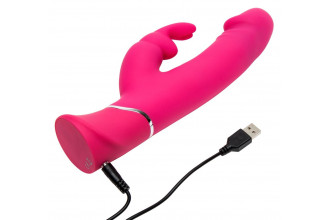 Розовый вибратор-кролик Realistic Dual Density Rechargeable Rabbit Vibrator - 25,5 см.