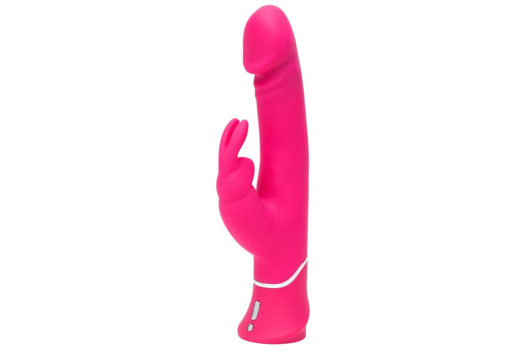 Розовый вибратор-кролик Realistic Dual Density Rechargeable Rabbit Vibrator - 25,5 см.