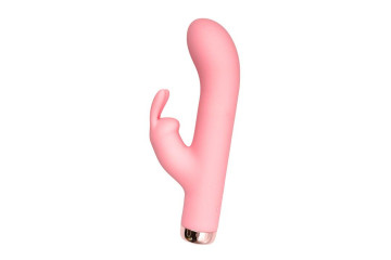 Розовый силиконовый вибратор-кролик - 16,5 см.