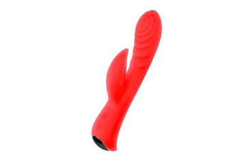 Красный перезаряжаемый вибратор-кролик - 19,1 см.