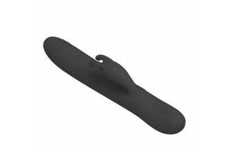 Черный вибратор-кролик Byron с движущимися шариками - 25 см.