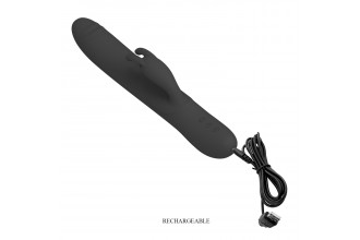 Черный вибратор-кролик Byron с движущимися шариками - 25 см.