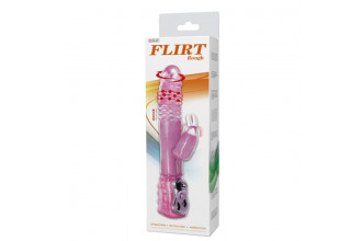 Розовый вибратор-кролик с ротацией и возвратно-поступательным движением Rough - 28,5 см.