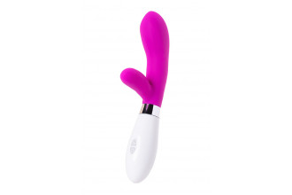 Розовый силиконовый вибратор с клиторальным стимулятором A-Toys Mady - 20,4 см.