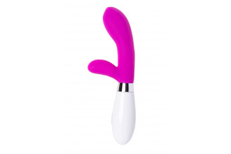 Розовый силиконовый вибратор с клиторальным стимулятором A-Toys Mady - 20,4 см.