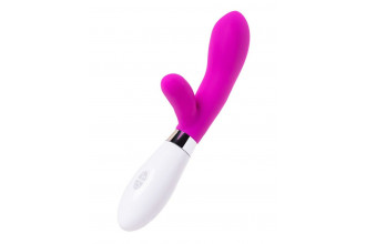 Розовый силиконовый вибратор с клиторальным стимулятором A-Toys Mady - 20,4 см.