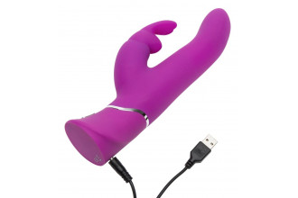 Лиловый вибратор Curve Thrusting Rechargeable Rabbit Vibrator - 24,1 см.