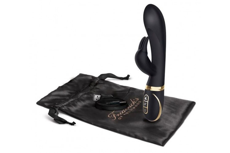 Черный вибратор-кролик с эффектом нагрева Warming Rabbit Vibrator
