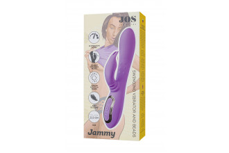 Фиолетовый вибратор-кролик с вращающимся клиторальным стимулятором Jammy - 22,5 см.