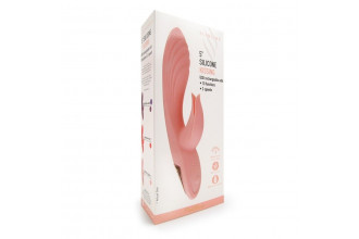 Красный вибратор-кролик 5’’ Silicone Kissing - 20,2 см.
