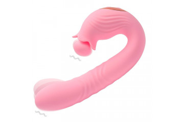 Розовый вибратор Selove Campanula с вращающимся стимулятором клитора - 18,2 см.