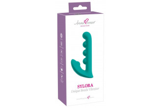 Зеленый вибратор SYLORA Unique Beads Vibrator - 17 см.