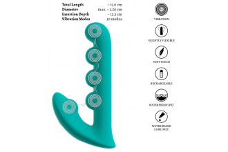 Зеленый вибратор SYLORA Unique Beads Vibrator - 17 см.