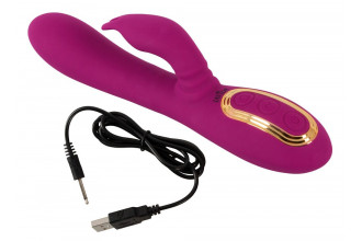 Фиолетовый вибратор 3 Function Vibrator с вращением бусин - 23 см.