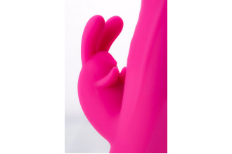 Розовый вибратор с клиторальным стимулятором ELLY с подогревом - 21,5 см.