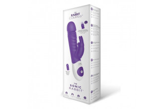 Фиолетовый вибратор-кролик The Sonic Rabbit - 22 см.