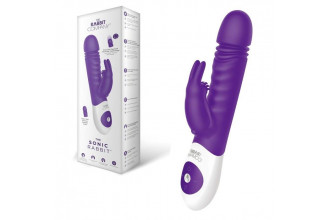 Фиолетовый вибратор-кролик The Sonic Rabbit - 22 см.