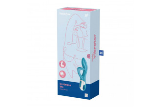 Бирюзовый вибратор-кролик Embrace Me - 21,2 см.