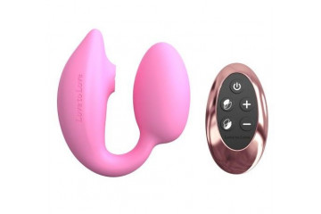 Розовый U-образный стимулятор клитора и точки G с пультом ДУ Wonderlover