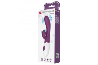 Сливовый вибратор со стимулятором клитора Alvis - 20 см.