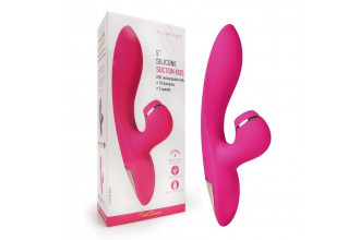 Розовый вибратор-кролик с вакуумной стимуляцией 5’’ Silicone Suction Kiss - 20,3 см.