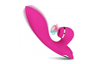 Розовый вибратор-кролик с вакуумной стимуляцией 5’’ Silicone Suction Kiss - 20,3 см.