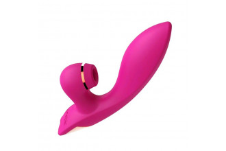 Розовый вибратор-кролик с вакуумной стимуляцией 5’’ Silicone Suction Kiss - 20,3 см.