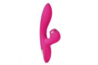 Розовый вибратор-кролик с вакуумной стимуляцией 5’’ Silicone Suction Kiss - 20,3 см.