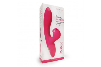 Розовый вибратор-кролик с вакуумной стимуляцией 5’’ Silicone Suction Kiss - 20,3 см.