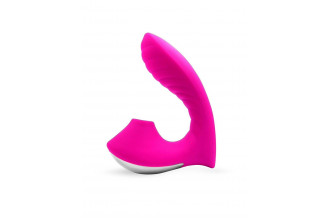 Ярко-розовый вибромассажер с вакуумной стимуляцией клитора