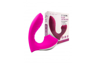 Ярко-розовый вибромассажер с вакуумной стимуляцией клитора