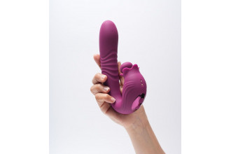 Фиолетовый вибратор Selove Campanula с вращающимся стимулятором клитора - 18,2 см.