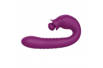 Фиолетовый вибратор Selove Campanula с вращающимся стимулятором клитора - 18,2 см.