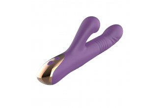 Фиолетовый вибратор-кролик с возвратно-поступательной стимуляцией