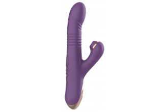 Фиолетовый вибратор-кролик с возвратно-поступательной стимуляцией