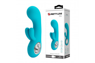 Бирюзовый вибратор Chris с клиторальным отростком - 15,4 см.