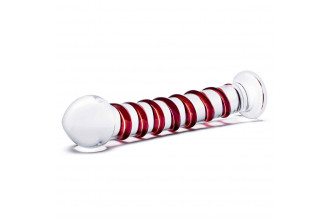 Прозрачный стимулятор с красной спиралью 10 Mr. Swirly Dildo - 25,4 см.