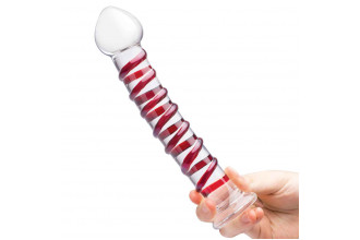 Прозрачный стимулятор с красной спиралью 10 Mr. Swirly Dildo - 25,4 см.